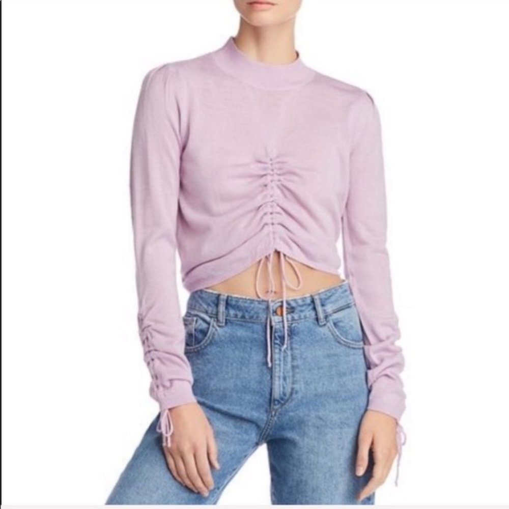 JOA Cropped Purple Sweater With Synch